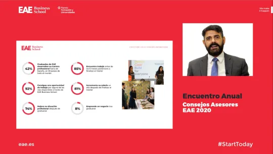 Presentación del decano Josep María Altarriba durante el encuentro anual consejos asesores de EAE