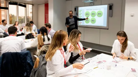 EAE Business School students doing an activity in class