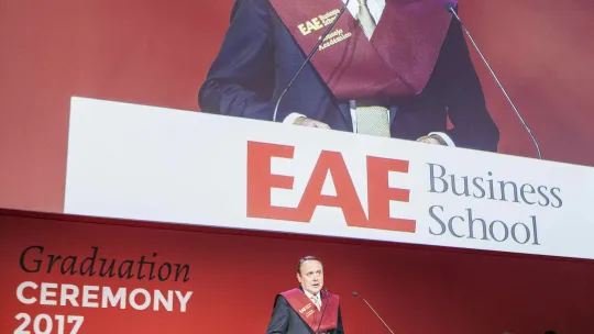 Joan Castells, the patron of EAE's 2016/2017 graduating class and Chairman de FIATC