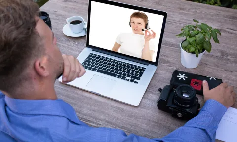 Two people talking on a video call
