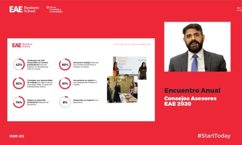 Presentación del decano Josep María Altarriba durante el encuentro anual consejos asesores de EAE