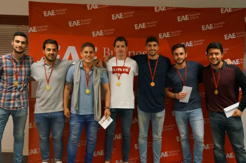Members of the team 'Pex to Go', champion of the EAE Football League on the Madrid campus
